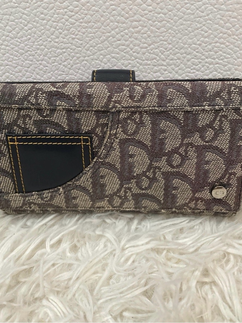 Dior Monogram Canvas Clutch Wallet in Brown and Tan